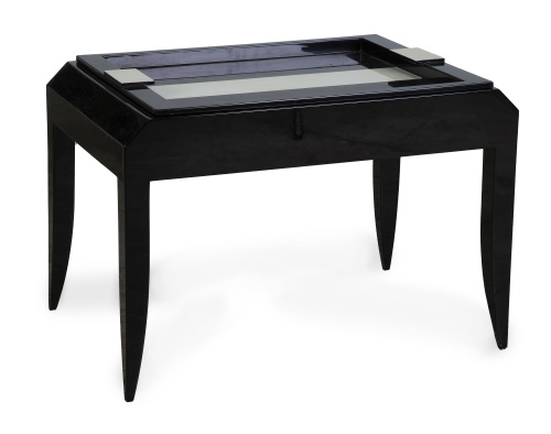 Mesa auxiliar Art Decó de madera lacada de negro y blanco c