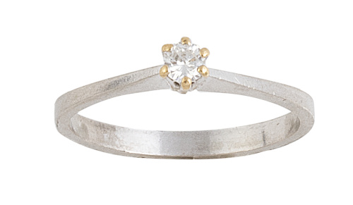 Sortija solitario de brillante de 0,15 ct aprox con seis ga