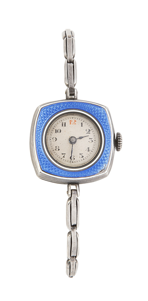 Reloj de pulsera para sra Art-Decó con marco cuadrangular d