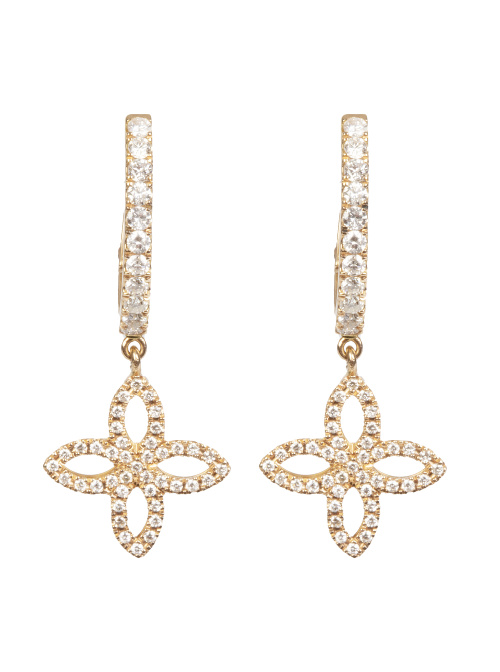 Pendientes criollas de brillantes con flor de brillantes co