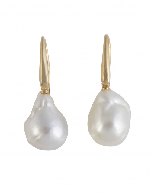 Pendientes largos con perlas barrocas colgantes de barra ar