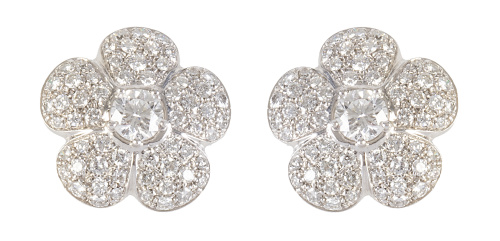 Pendientes de brillantes en forma de flor, con cinco pétalo