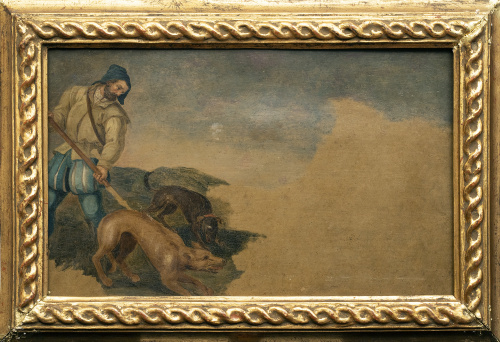 ESCUELA FLAMENCA, SIGLO XVII (?)Cazador con perros sobre 