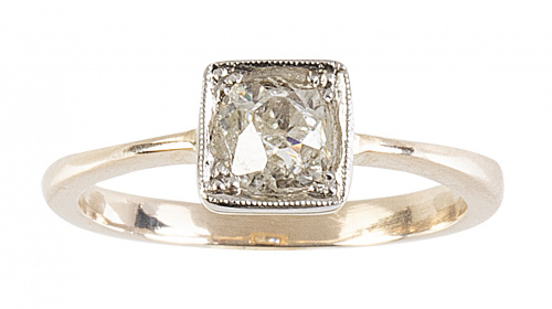 Sortija solitario con brillante de talla antigua de 0,25 ct