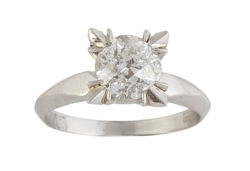 Sortija solitario con brillante de talla antigua de 1,30 ct