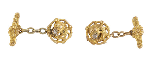 Gemelos circulares con diseño de dragón y diamante central