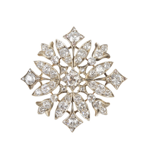  Broche circular victoriano S. XIX con diseño de flor reali