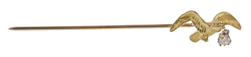 Broche alfiler de pp. S. XX con gaviota que sujeta un brill
