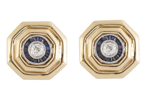  Pendientes octogonales Art-Decó con brillante central en c