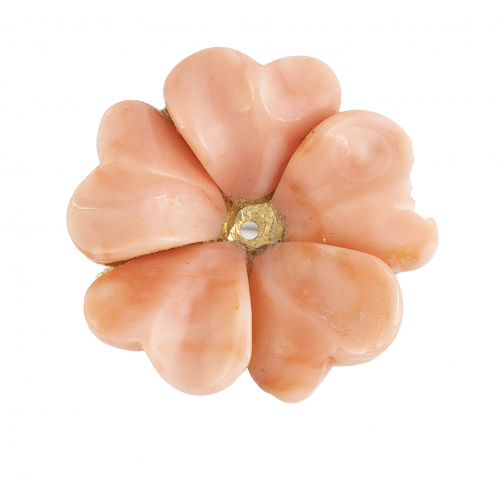 Sortija con gran flor de coral piel de ángel
