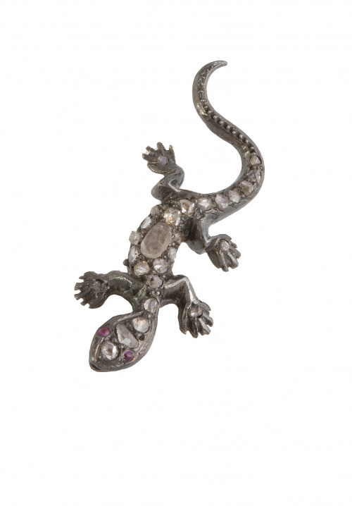 Colgante de ff S.XVIII con salamandra de diamantes de talla