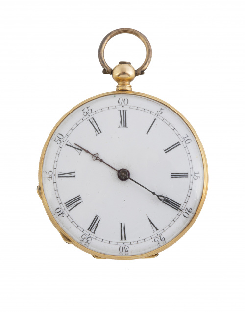 Reloj lepine S. XIX en oro de 18K y esmalte numerado. Numer