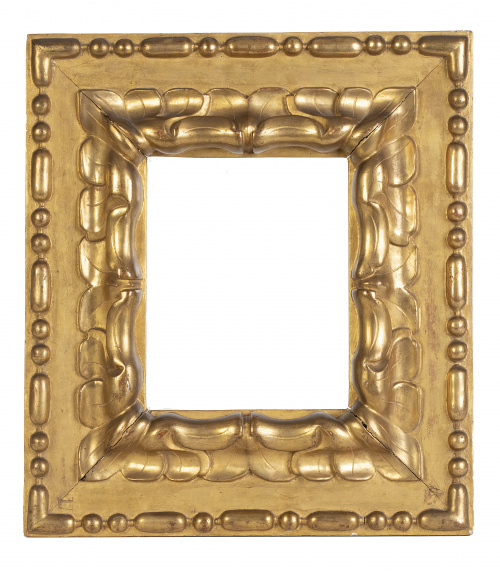 Marco rectangular de madera tallada y dorada.S. XVII.