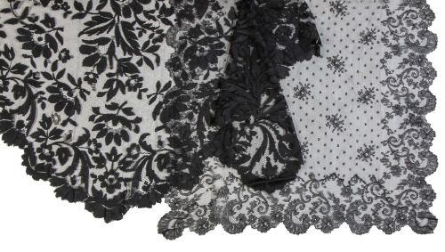 Lote de mantilla triangular con encaje de blonda y velo rec