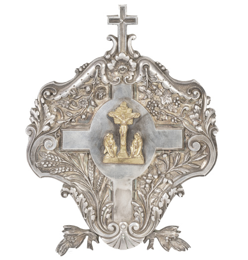 Portapaz de plata y plata vermeille y metal.h. 1800.