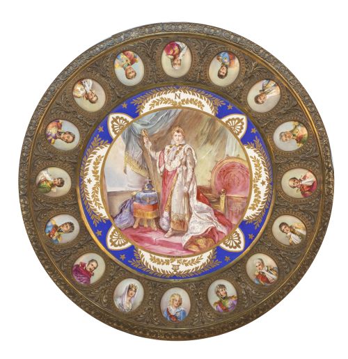 Gueridon Napoleón III de porcelana a la manera de Sévres, e