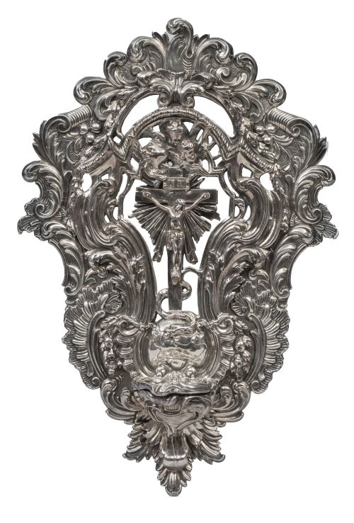 Benditera de plata, de estilo rococó.España, finales del 