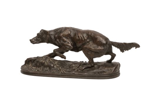 Pierre-Jules Mène (1810-1879)."Perro cazando".Escultura