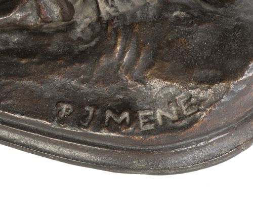 Pierre-Jules Mène (1810-1879)."Perro cazando".Escultura