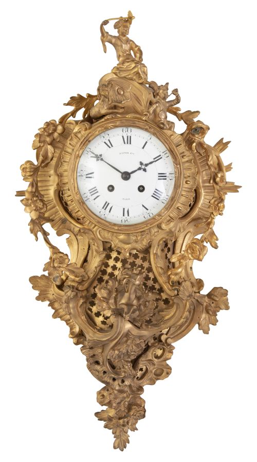 Raingo Freres á Paris.Reloj de cartel de bronce dorado de