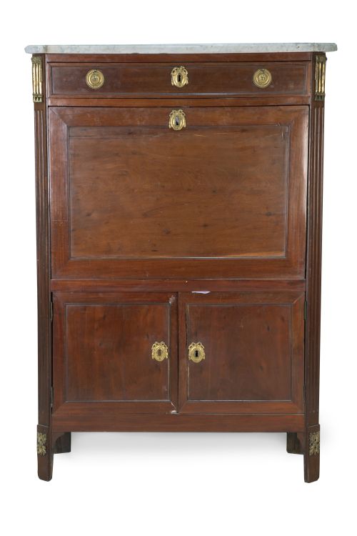 Bureau á abattant Luis XVI de madera de caoba.Trabajo fra