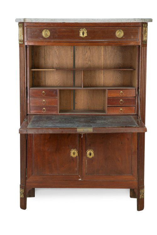 Bureau á abattant Luis XVI de madera de caoba.Trabajo fra