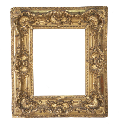 Marco en madera tallada y dorada.S. XVIII.