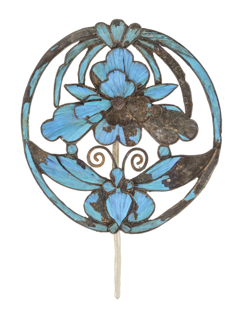 Broche alfiler Chino S. XVIII-XIX con diseño floral circula