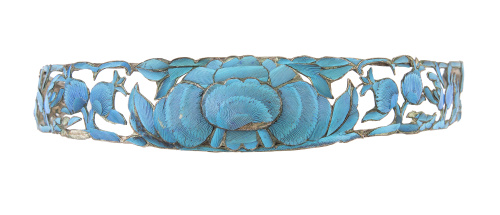 Diadema China S. XIX con decoración floral de plumas de páj