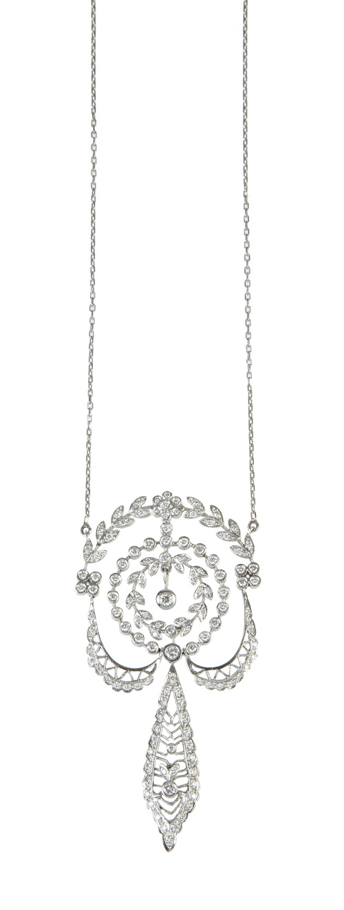 Pendentif estilo Belle Epoque de brillantes con diseños de 