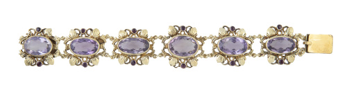 Brazalete de pp. S. XX con seis centros en forma de flor, c