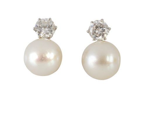 Pendientes tu y yo con perla y brillante superior