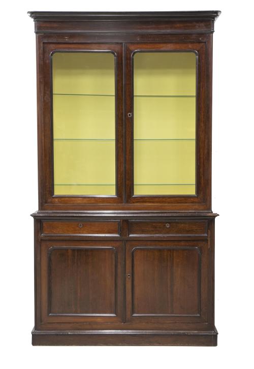 Librería de dos cuerpos de madera de palosanto.Francia, s