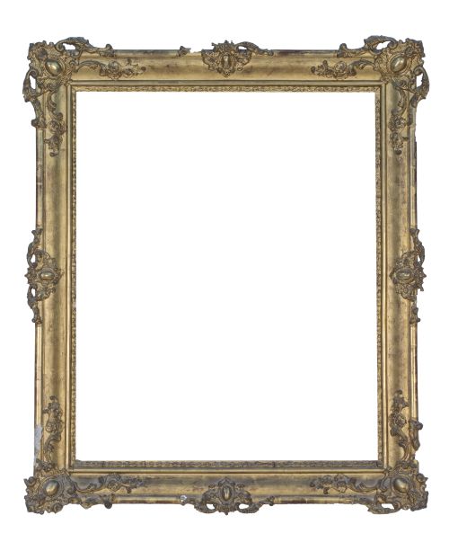 Marco de madera estucada y dorada., decorado con espejos y 