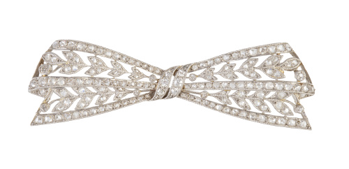Delicado broche lazo de diamantes Belle-Epoque con diseño d