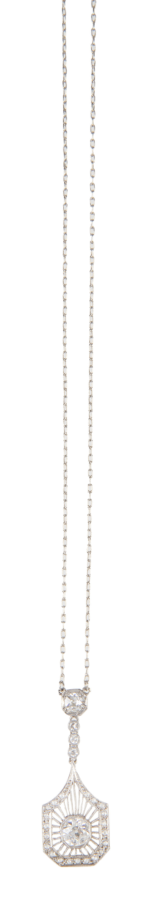 Pendentif de estilo Art-Decó con brillante central y marco 