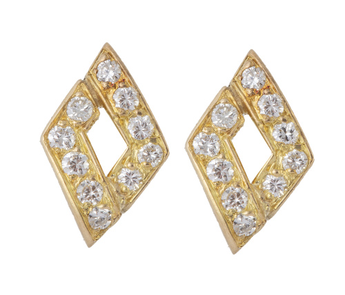 Pendientes romboidales de brillantes con centro calado