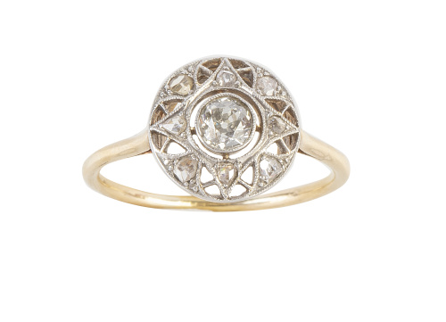 Sortija de pp. S. XX con chatón de brillante de talla antig