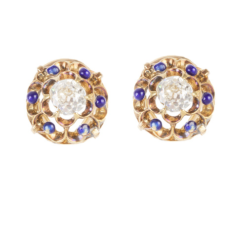 Pendientes circulares con brillante central de talla antigu