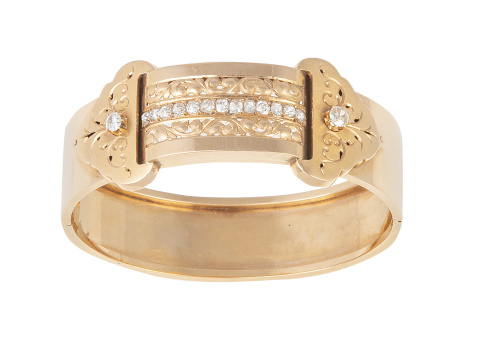 Brazalete rígido isabelino S. XIX con frente a modo de hebi