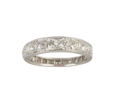 Sortija alianza completa con brillantes de talla antigua de