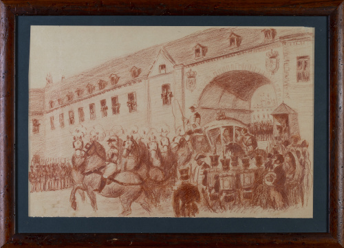 ESCUELA ESPAÑOLA, SIGLO XIXSalida de la comitiva regia co