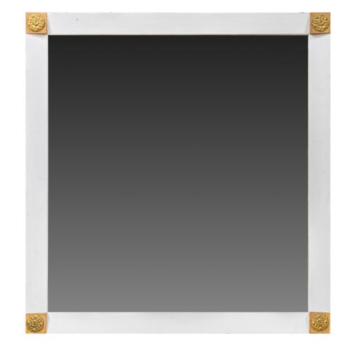 Espejo de madera pintada de blanco y dorada, con aplicacion