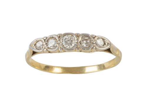 Sortija cintillo de brillantes de pp. S. XX de tamaño creci