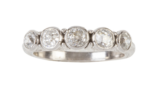 Sortija cintillo de chatones de brillantes Art-Decó