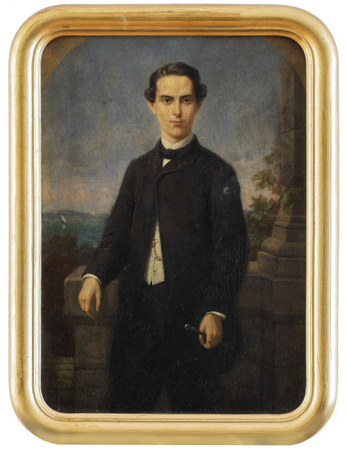 ESCUELA INGLESA, SIGLO XIXRetrato de caballero sobre un p