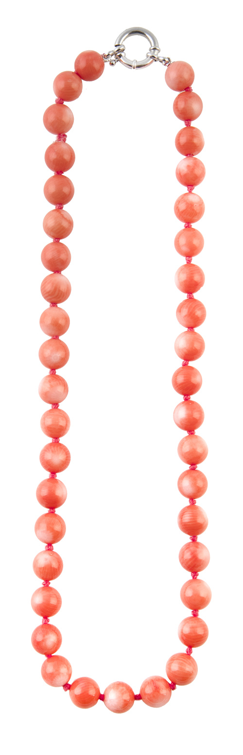 Collar de un hilo de cuentas de coral de 10 mm 
