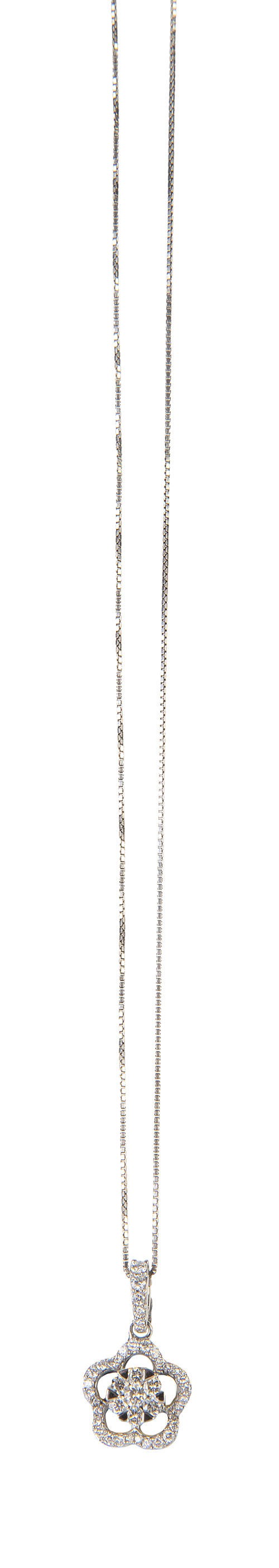 Colgante flor cuajado de brillantes con cadena fina