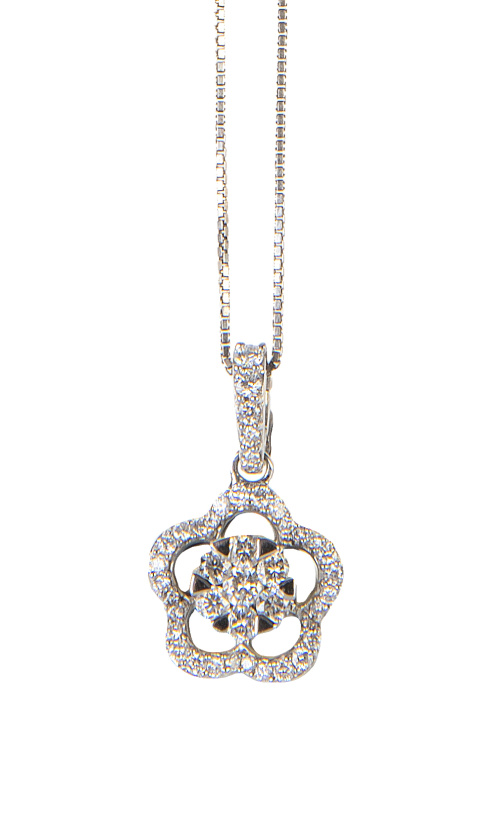 Colgante flor cuajado de brillantes con cadena fina