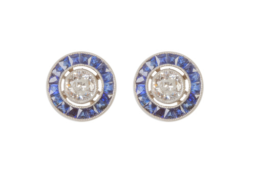 Pendientes ojo de perdiz con chatón de brillante central or